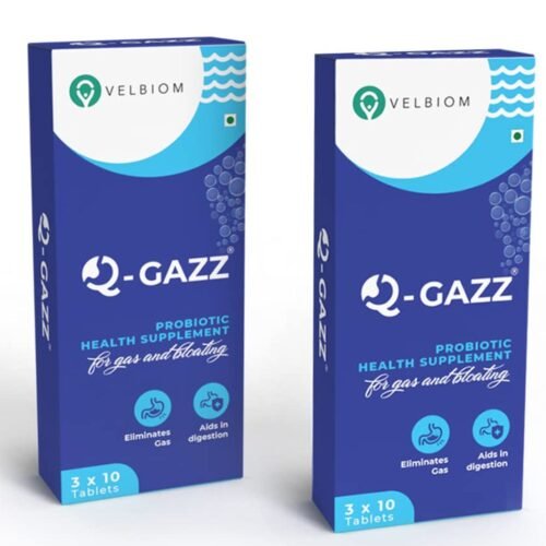 Velbiom Q-gazz Helps in Gas, Bloating and Indigestion Clinically Proven Unique Blend of Probiotics