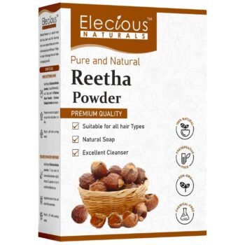 Elecious Pure Reetha Powder for Hair (200 Grams) | Ideal for Hair, Face and Skin | Soapnut powder | 100% Pure and Natural, No Chemcial, No Preservative.
