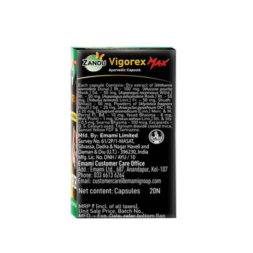 Zandu Vigorex MAX, 20 caps, enriched with Shilajit
